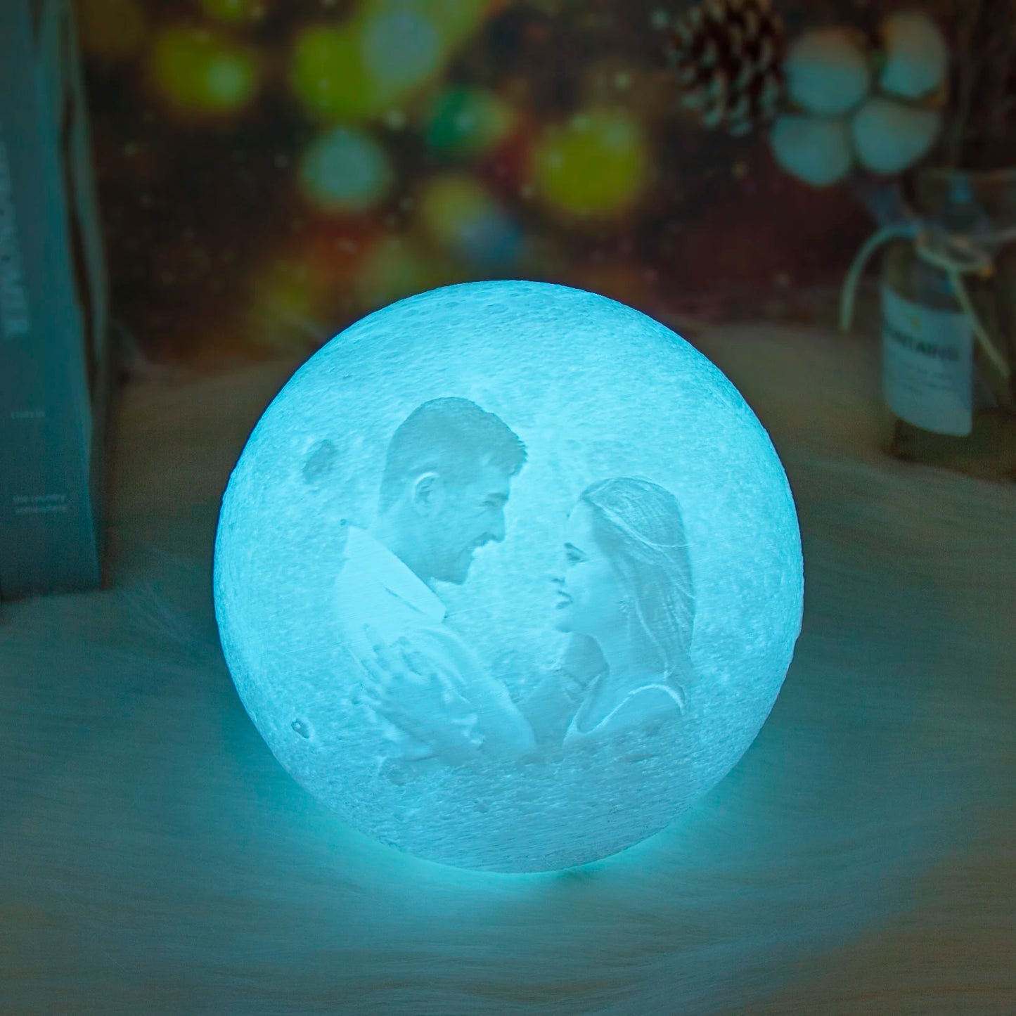 Personalized 3D Printing Moon Lamp Customized Photo Text Night Light USB Rechargeable Birthday Mother Day Lunar Anniversary Gift
