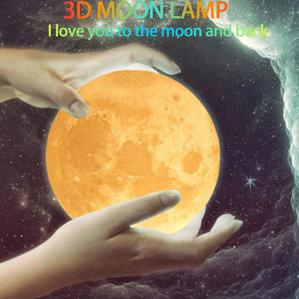Personalized 3D Printing Moon Lamp Customized Photo Text Night Light USB Rechargeable Birthday Mother Day Lunar Anniversary Gift
