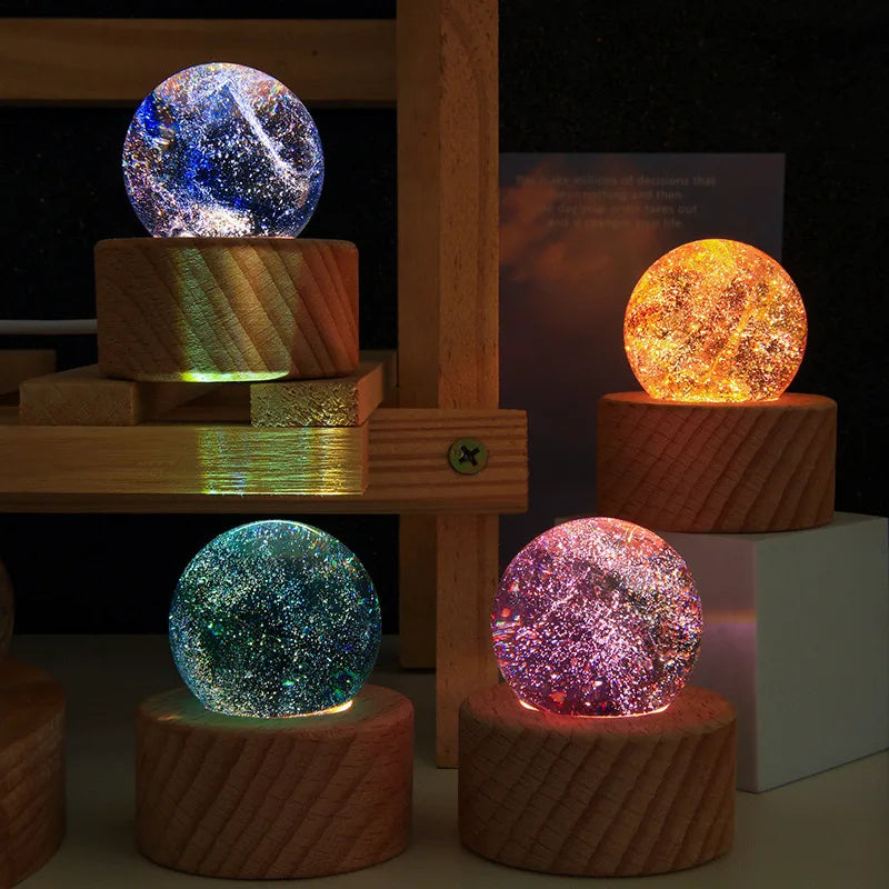 4cm Fantasy Colorful Glass Star Ball Luminous Planet Astronomy Planets Ball Fantastic Style Home Decoration Cosmic Model Gift