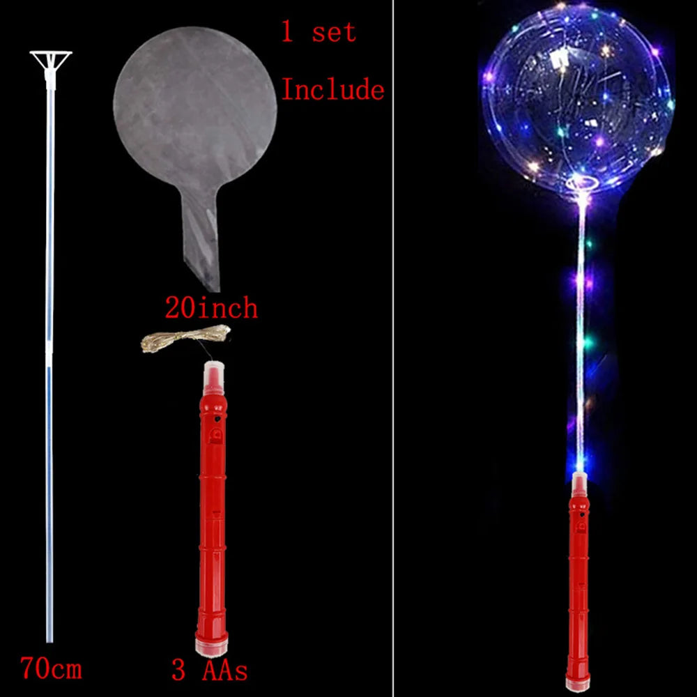 20 Inches Glow Clear Bubble Balloon LED Light Up BoBo Balloons for Baby Shower Christmas Birthday Party Wedding Decoration