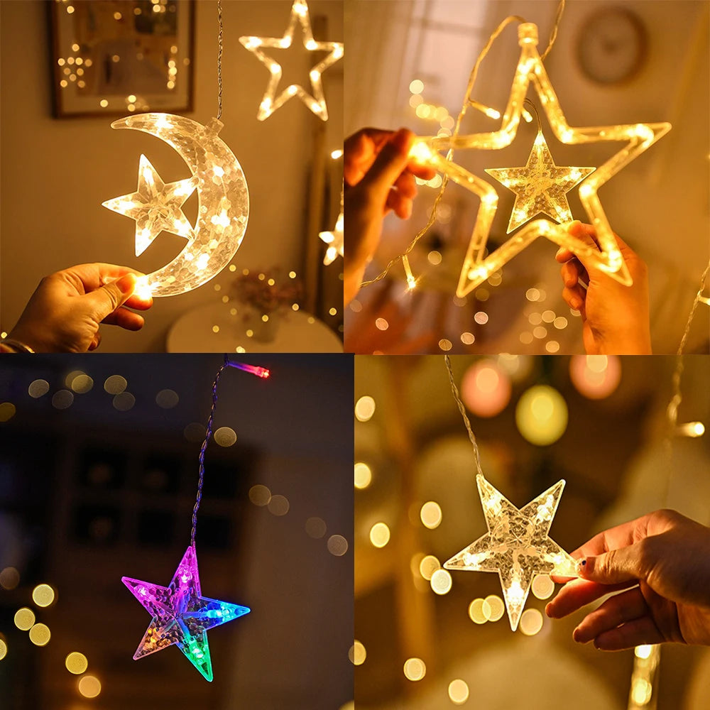Christmas Decor String Garland Curtain Light LED For Wedding Home Christmas Tree Ornament 2024 Navidad Xmas Gift 2025 New Year