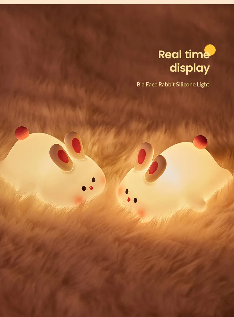 1pc Cute Rabbit-shaped USB Rechargeable Silicone Night Light for Bedroom - Eye Protection Sleep Bedside Lamp Desk Lighting