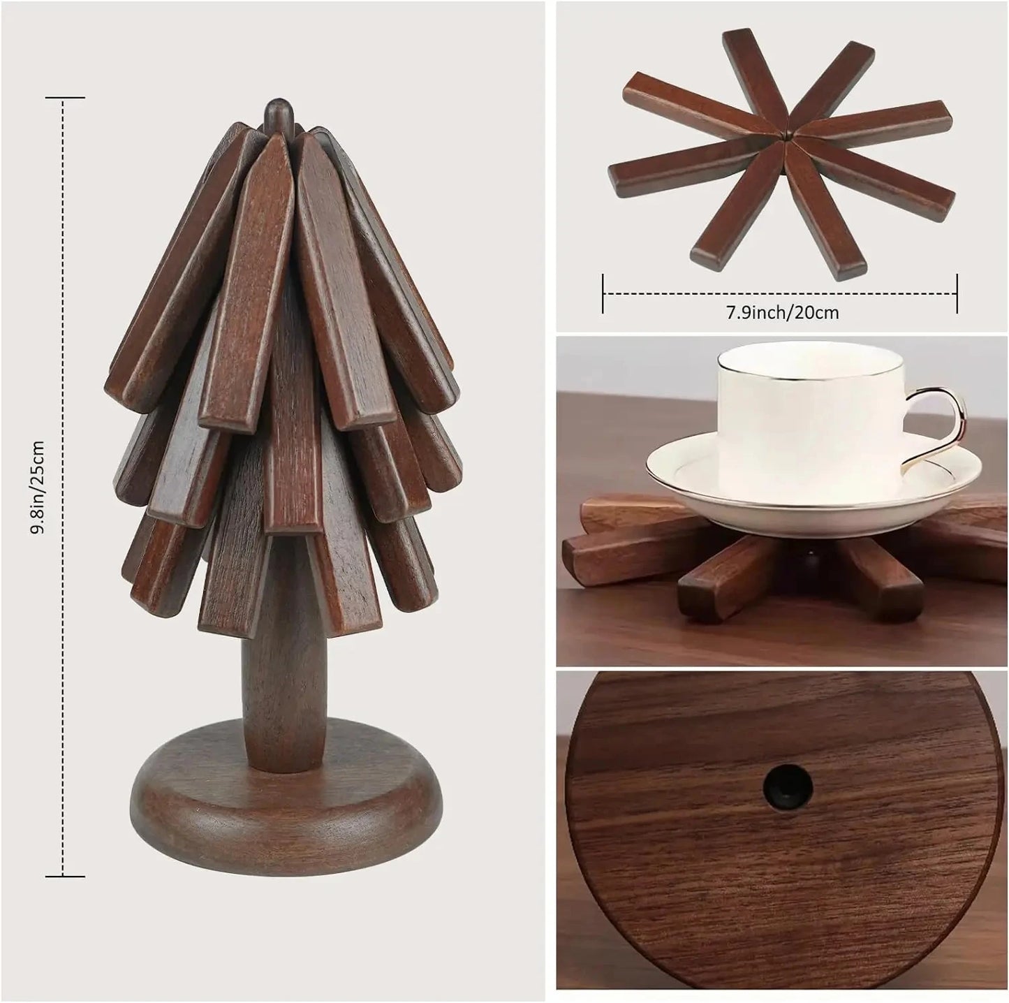 Wooden Trivets For Hot Dishes Insulation Pad,Tree Shape Trivet Set,Coaster For Teapot Hot Pots Halloween Christmas Gift