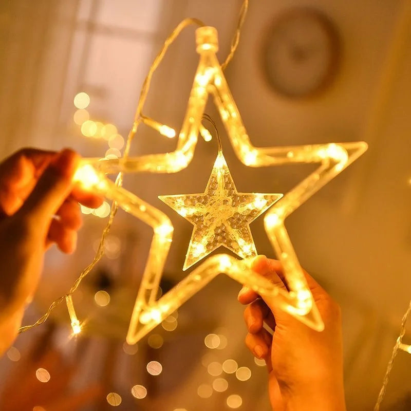 Christmas Decor String Garland Curtain Light LED For Wedding Home Christmas Tree Ornament 2024 Navidad Xmas Gift 2025 New Year