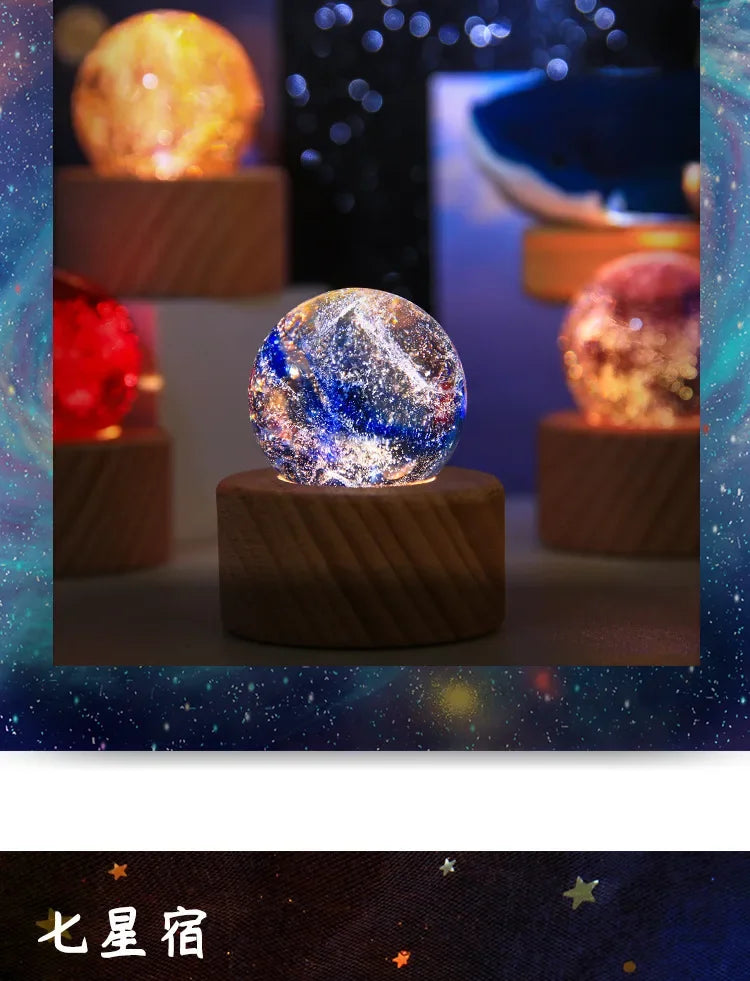 Fantasy Colorful Glass Star Ball Luminous Planet Astronomy Planets Ball Fantastic Style Home Decoration Cosmic Model Gift