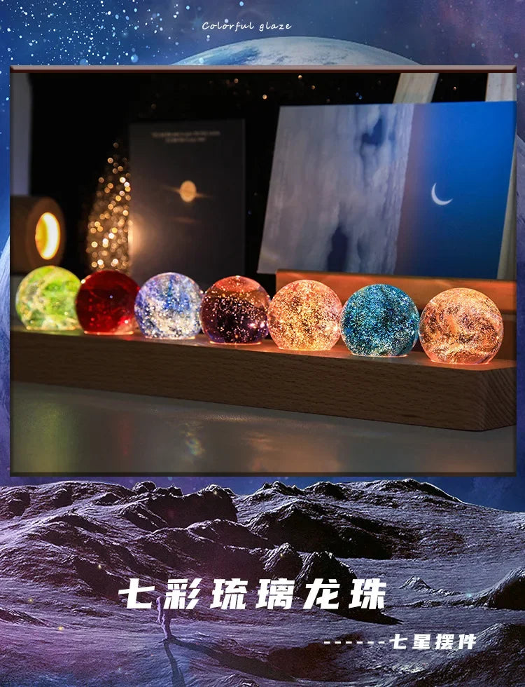 Fantasy Colorful Glass Star Ball Luminous Planet Astronomy Planets Ball Fantastic Style Home Decoration Cosmic Model Gift
