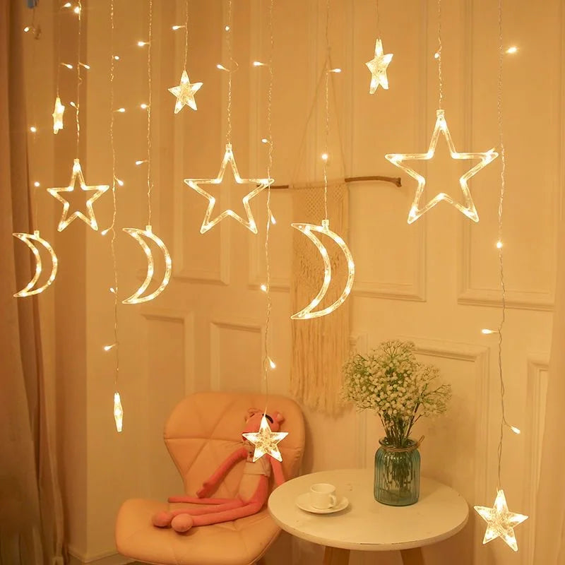 Christmas Decor String Garland Curtain Light LED For Wedding Home Christmas Tree Ornament 2024 Navidad Xmas Gift 2025 New Year