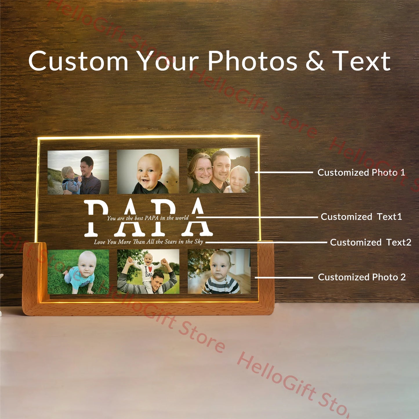 Personalized Custom Photo Text 3D Acrylic Lamp Customized NightLight for MOM DAD LOVE Family Friend Birthday Festival Day Gift