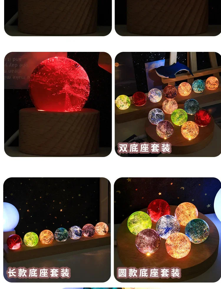 Fantasy Colorful Glass Star Ball Luminous Planet Astronomy Planets Ball Fantastic Style Home Decoration Cosmic Model Gift