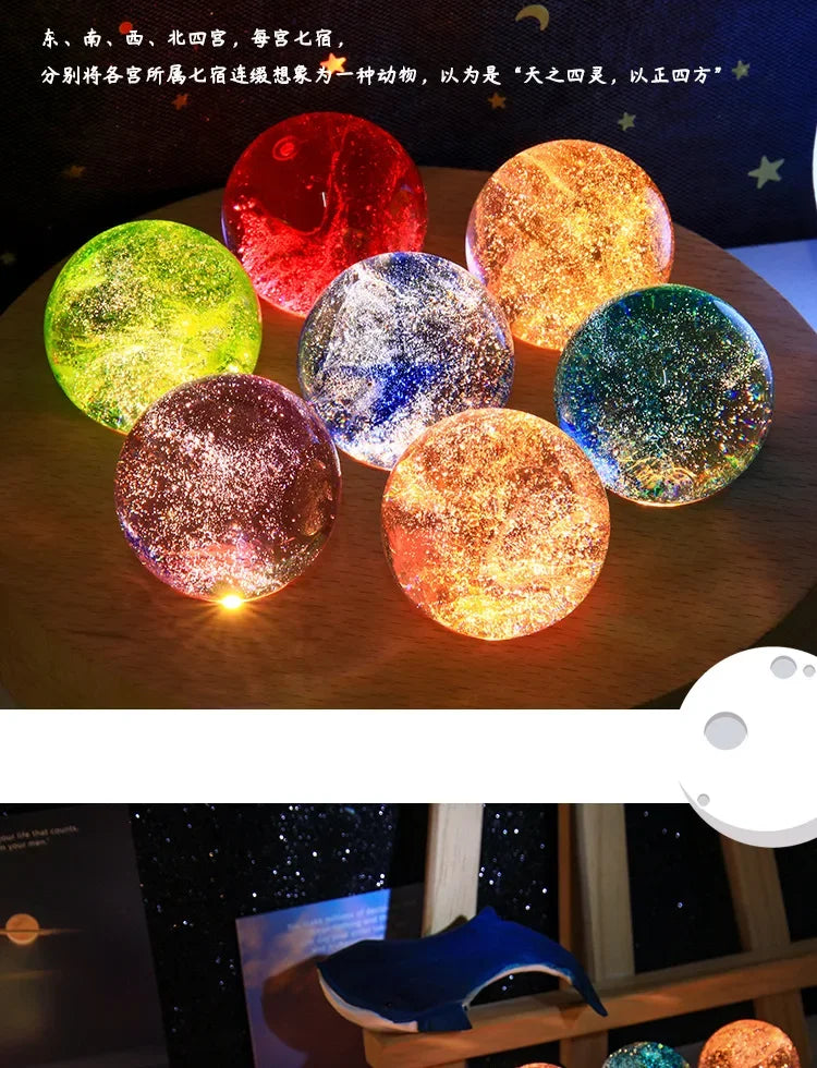 Fantasy Colorful Glass Star Ball Luminous Planet Astronomy Planets Ball Fantastic Style Home Decoration Cosmic Model Gift