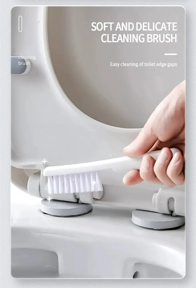 Wall Hanging Toilet Cleaning WC Brush Holder Long Handled Silicone Water Proof Quick Drying Soft Bristles Bathroom Accessories