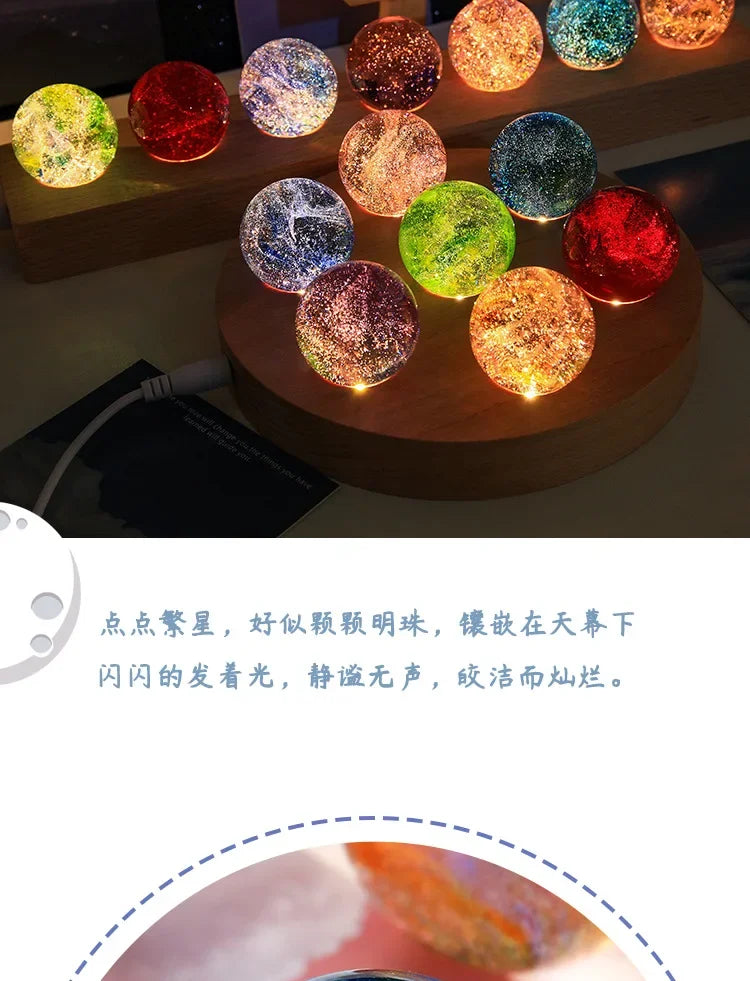 Fantasy Colorful Glass Star Ball Luminous Planet Astronomy Planets Ball Fantastic Style Home Decoration Cosmic Model Gift