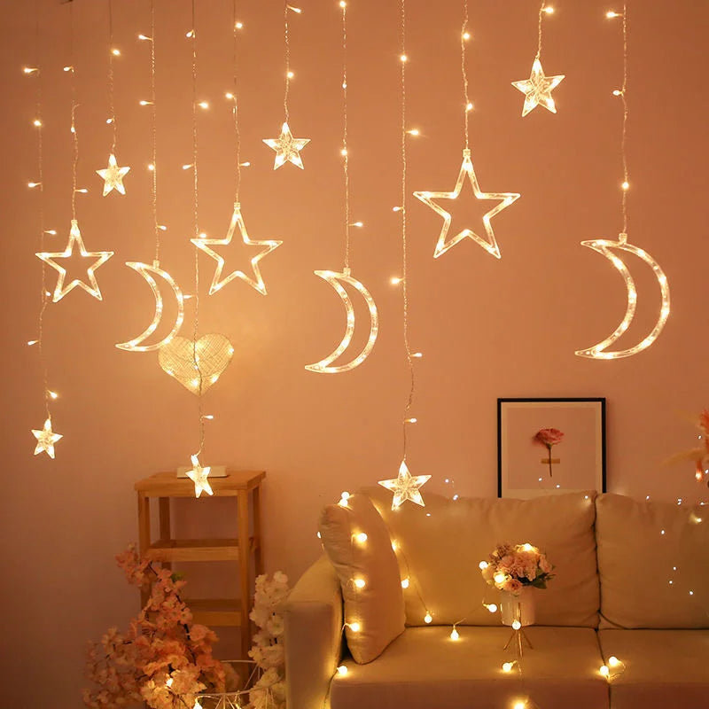Christmas Decor String Garland Curtain Light LED For Wedding Home Christmas Tree Ornament 2024 Navidad Xmas Gift 2025 New Year
