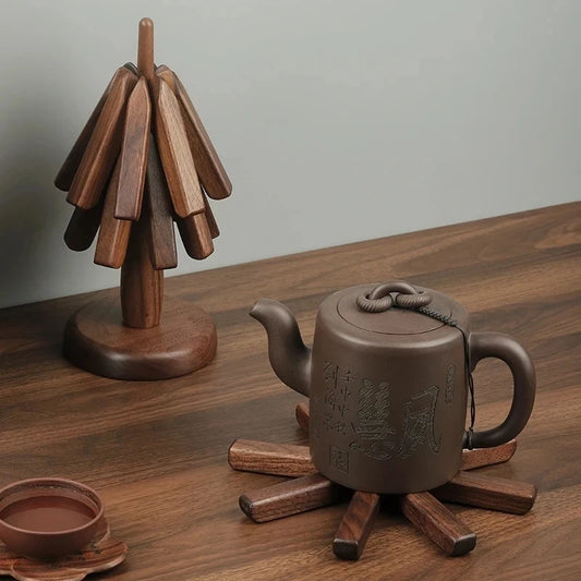 Wooden Trivets For Hot Dishes Insulation Pad,Tree Shape Trivet Set,Coaster For Teapot Hot Pots Halloween Christmas Gift
