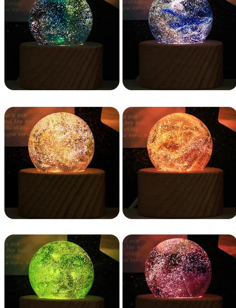 Fantasy Colorful Glass Star Ball Luminous Planet Astronomy Planets Ball Fantastic Style Home Decoration Cosmic Model Gift